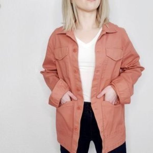 NWT Sanctuary Salmon colored button down with pockets - Picture 1 of 3